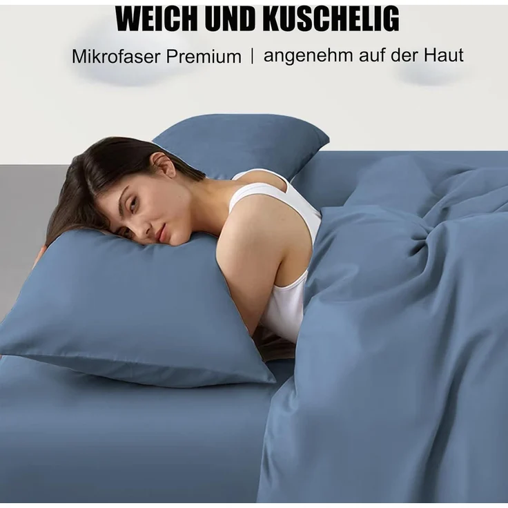 Seitenschläferbezug Mikrofaser 40 x 145 cm 2 Stück Hellblau – Bild 3