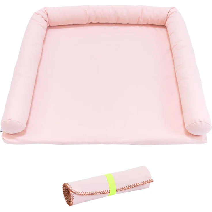LIMMALAND Wickelauflage 76 × 79 cm mit Wickeltischumrandung – aus 100% Baumwolle, waschbar, sanfter Liegekomfort (Blush, Wickelauflage & Wasserundurchlässige Unterlage)