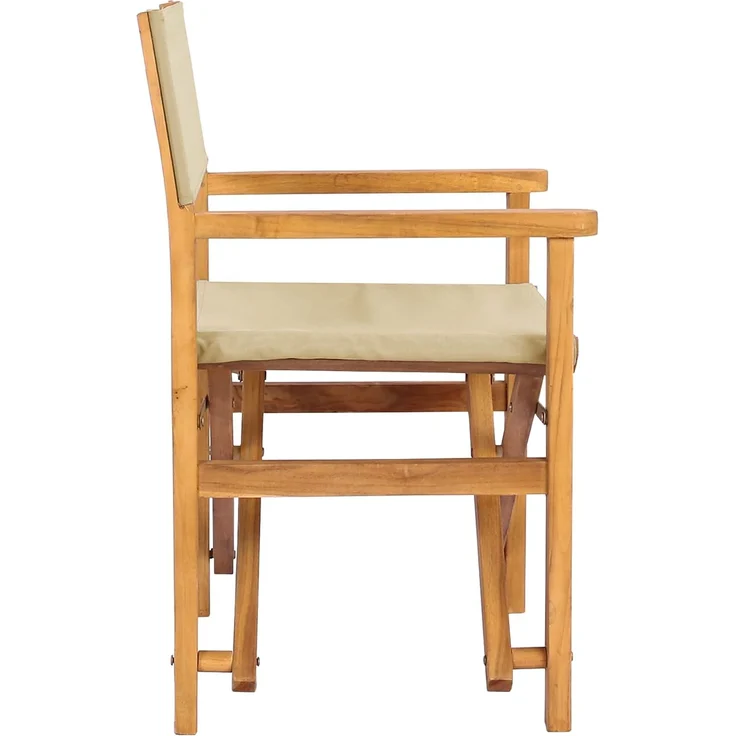 vidaXL Regiestuhl 2 stk. Braun und Beige Massives Teakholz 42032679 – Bild 5