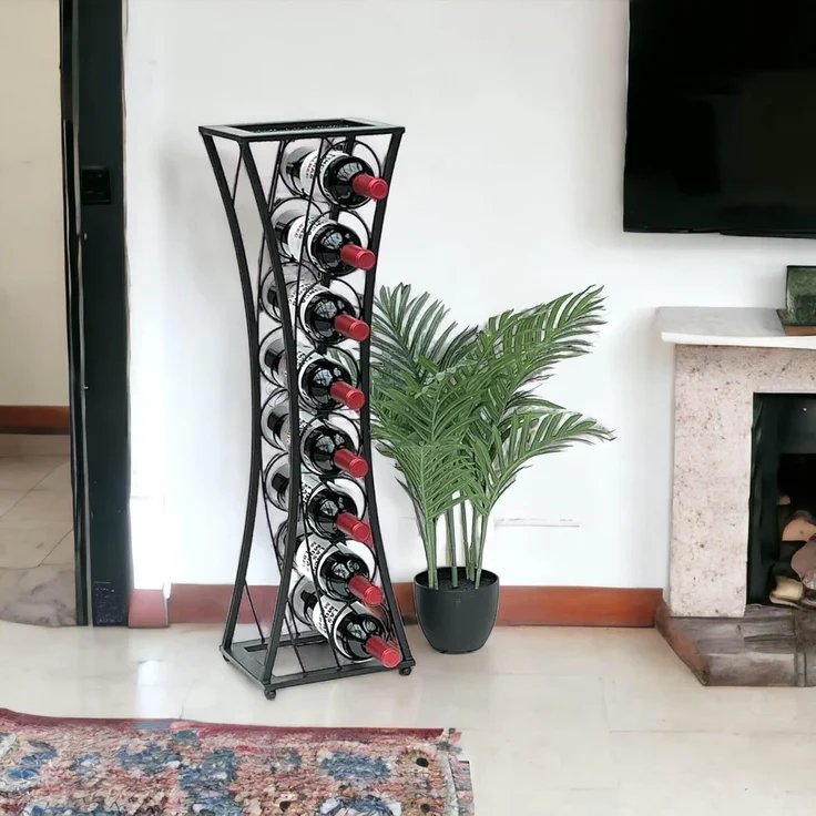 DanDiBo Weinregal Metall Schwarz Stehend Mika 80 cm 96536 Flaschenregal Flaschenständer Flaschenhalter Schmal Modern – Bild 8