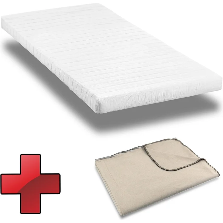Komfortschaummatratze K10 100 x 200 cm, Höhe 10 cm, Härtegrad H3 + Sleezzz® Smart Kuscheldecke 140 x 200 cm