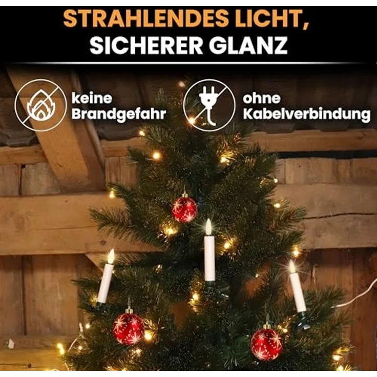 Gartenpirat LED-Christbaumkerzen 25 kabellose LED-Kerzen warmweiß Fernbedienung Weihnachtsbaumkerzen, Energieeffizient – Bild 6