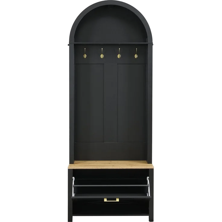 Multifunktionaler Garderobenschrank mit Schuhregal, Ablage & Haken – Hall Tree für Eingangsbereich, langlebiger MDF Korpus, modernes Design, stabile Eisenfüße, praktische Aufbewahrung – Bild 10
