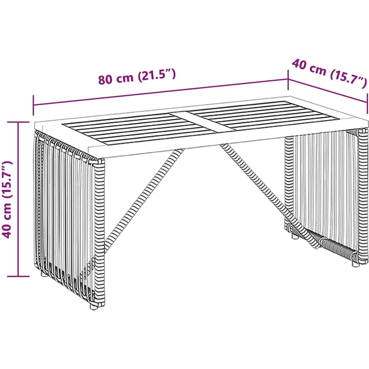 vidaXL Tisch für Outdoor Grau und Braun 80 x 40 x 40 cm Poly-Rattan 42025165 – Bild 9