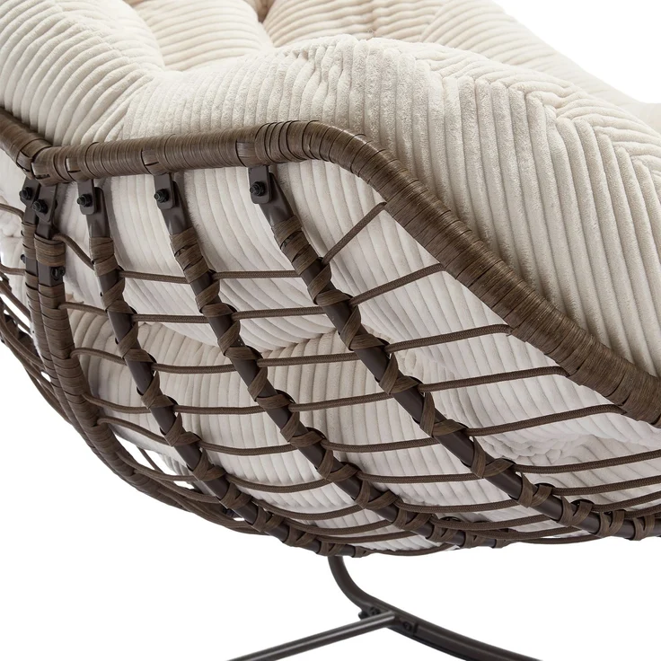 Schaukelstuhl 78x106x90 cm, weiß, handgewebtes synthetisches Rattan, Stahlrahmen, 1 Stück – Bild 7