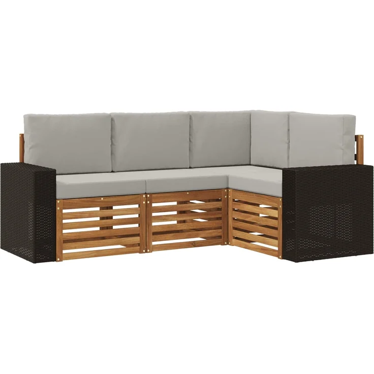 vidaXL Outdoor-Sofagarnitur 4 stk. 4-Sitzer Natur und Hellgrau 3384302 – Bild 2