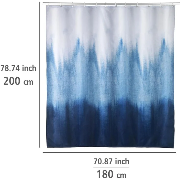 WENKO ALARA Duschvorhang 180 x 200 cm, Weiß/Blau – Bild 5
