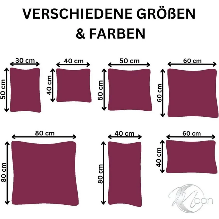 MOON Kissenbezug / Seitenschläferkissenbezug, 2er Pack, 100% Baumwolle, Linon, Beere, 30x50 – Bild 2