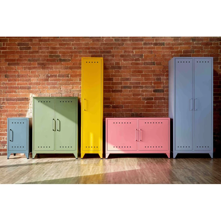 Bisley Fern Locker Garderobenschrank mit drei festen Fachböden, aus hochwertigem, nachhaltigem Stahl hergestellt, 16 mm große Design Lüftungslöcher auf allen Türen, moderner und industrieller Flair, mit integrierten Füßen, H 1800 x B 380 x T 510 mm, Fa... – Bild 4