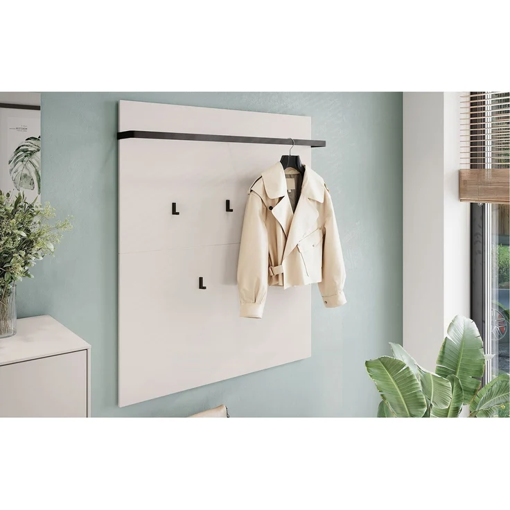 Garerobenpaneel Luna / GW-Lomena, Holzwerkstoff, Grau, 92 x 110 x 18 cm – Bild 3