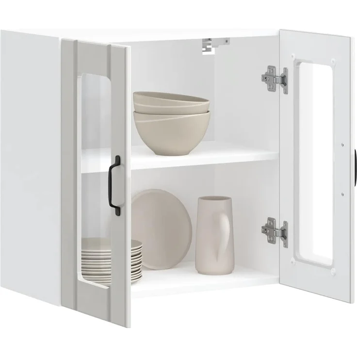 vidaXL Küchen-Hängeschrank mit Glastür Lucca Hochglanz-Weiß Holzwerkstoff 853909 – Bild 4