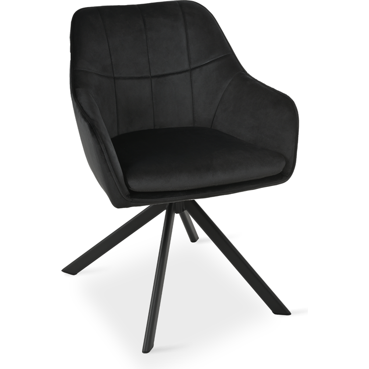 GOEURVANT 1437 Esszimmerstühle 4er-Set mit Armlehnen, 360° Drehbar, Samt - Schwarz – Bild 6