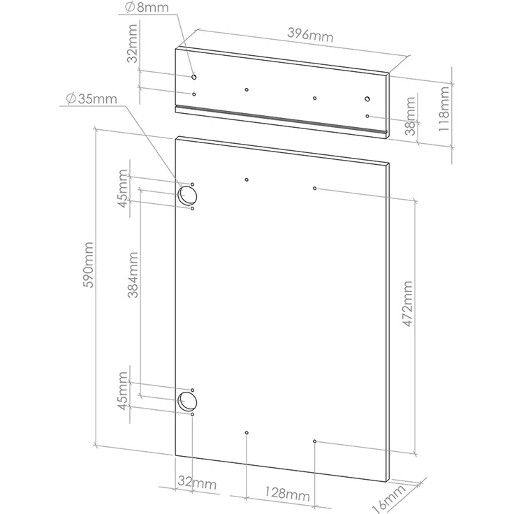 Küchenfront R-Line Sonoma 39.6 x 70.8 cm Möbelfront für den Schubunterschrank Vicco – Bild 2