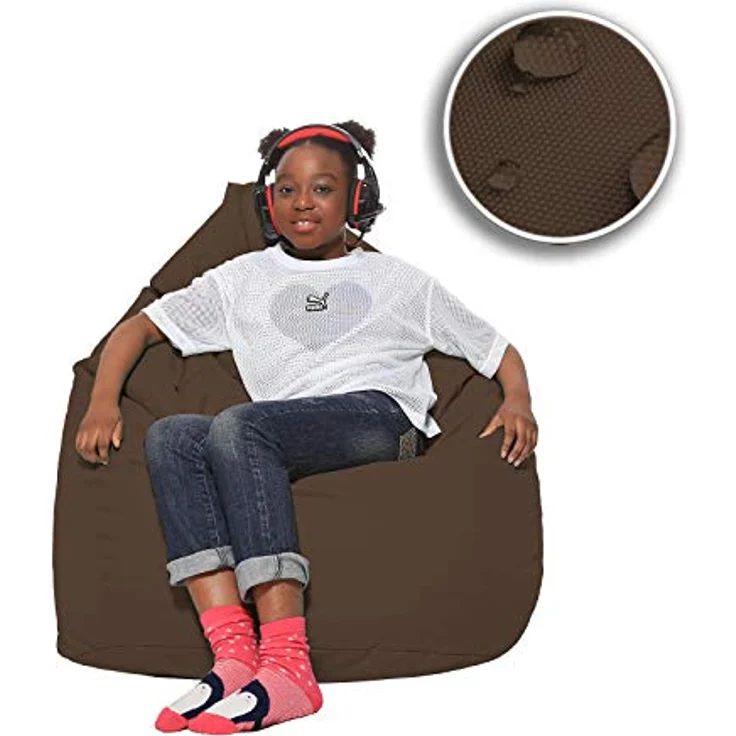 HomeIdeal - Sitzsack XXL Bodenkissen für Erwachsene & Kinder - Geeignet für Gaming oder Entspannen - Indoor wie Outdoor da er Wasserfest ist - mit EPS Perlen, Farbe:Braun, Größe:XXXL – Bild 9