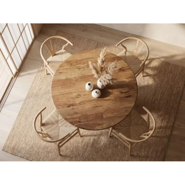 FINEBUY Esstisch FB117624 Esszimmertisch Küchentisch 4 Personen Holztisch Esszimmer (Hochwertiges Speisezimmermöbel für Familien), Rundes Design für ein gemütliches Zuhause – Bild 6