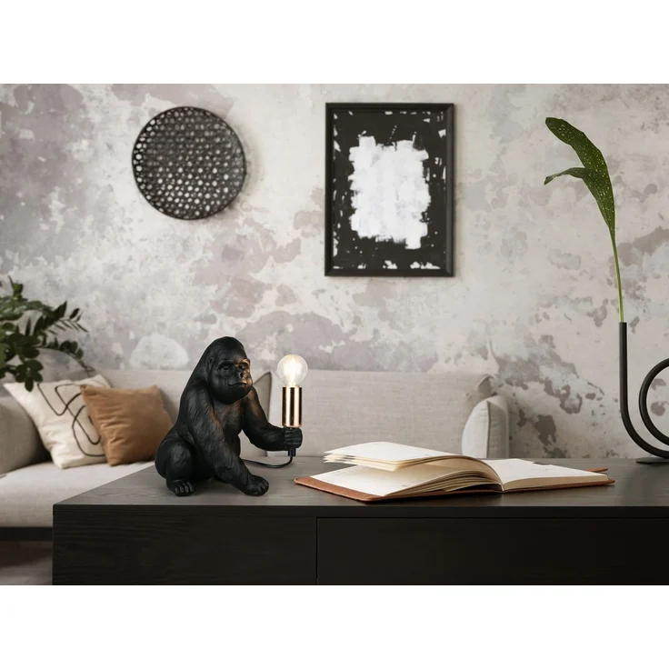 Besondere LED Tischleuchte Affenlampe Gorilla Schwarz, Höhe 23cm – Bild 6