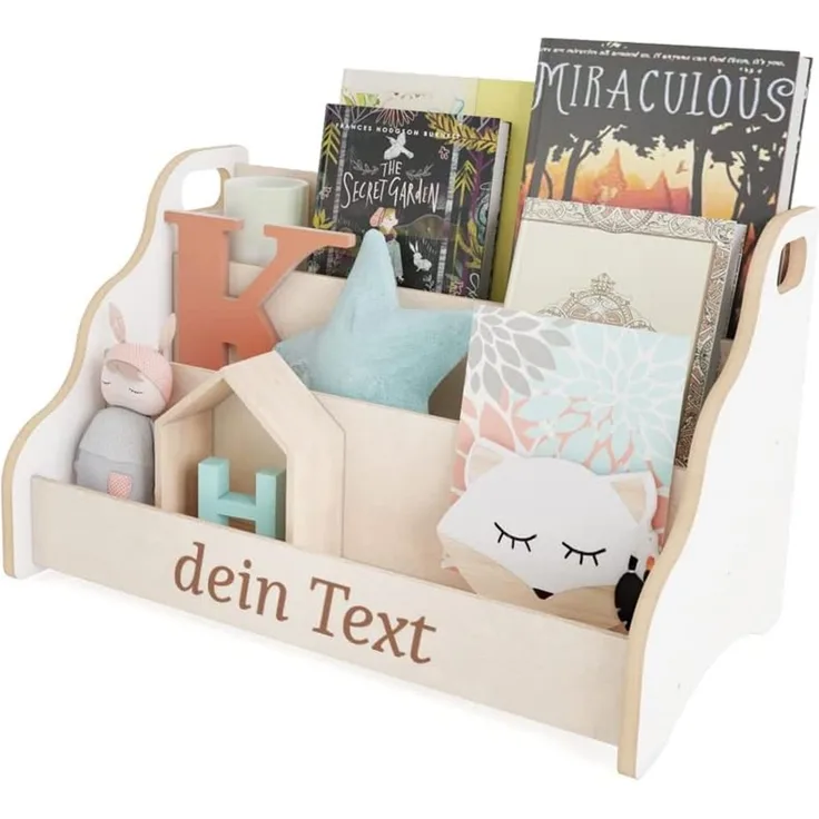 MAMOI® Personalisierte bücherregal mit Namen für Kinder, Bücherkiste für kinderzimmer, Book Shelf, Buchregal, Wandregal kinderregal, Kinderbücherregal aus Holz, Kindermöbel für Kind Montessori