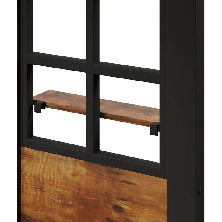 EINHOM Hochbett, 90 x 200 cm, Eisenrahmen, Ablageleiter, Offener Stauraum unter dem Bett, Fenstergestaltung, Icherheitsgeländer, Schwarz (Ohne Matratze) – Bild 7