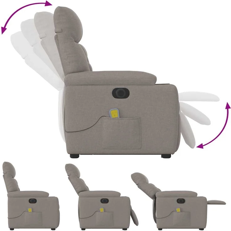 vidaXL Elektrischer Massagesessel mit Aufstehhilfe Taupe Stoff 3303069 – Bild 7