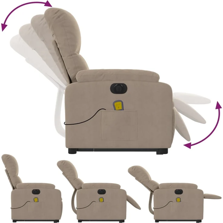 vidaXL Massagesessel Aufstehhilfe Elektrisch Taupe Mikrofasergewebe 3204950 – Bild 5