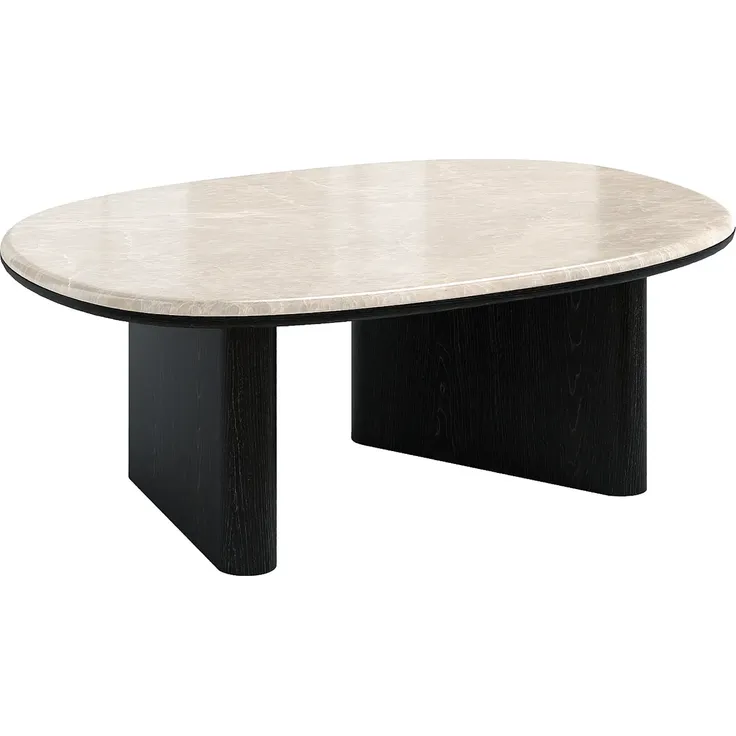 Vente-unique - CORMINA Couchtisch Marmor SchwarzBeige - B 74 cm x H 35,5 cm x L 97 cm – Bild 3