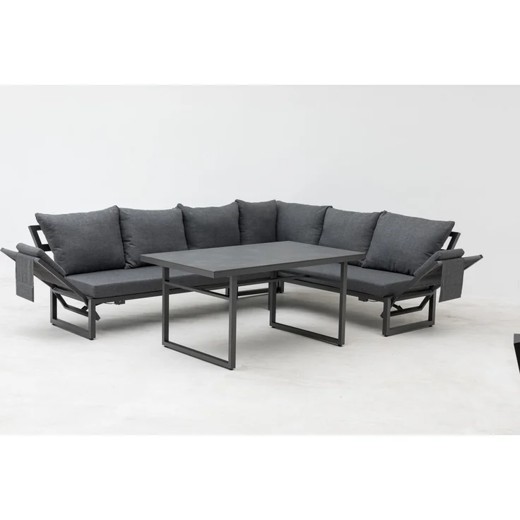 Gardissimo SAN REMO Ecklounge Gartenmöbel Sitzgruppe Sintered-Stone anthrazit – Bild 8