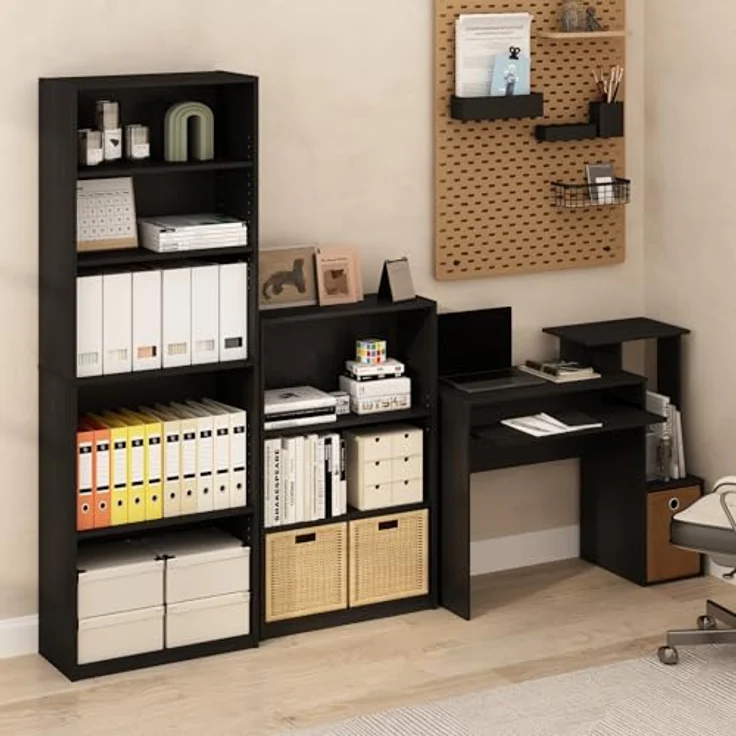Furinno Econ Mehrzweck Home Office Computer Schreibtisch mit Ablage und Einschub, holz, Schwarz Braun, 40.01 x 40.01 x 86.61 cm – Bild 5