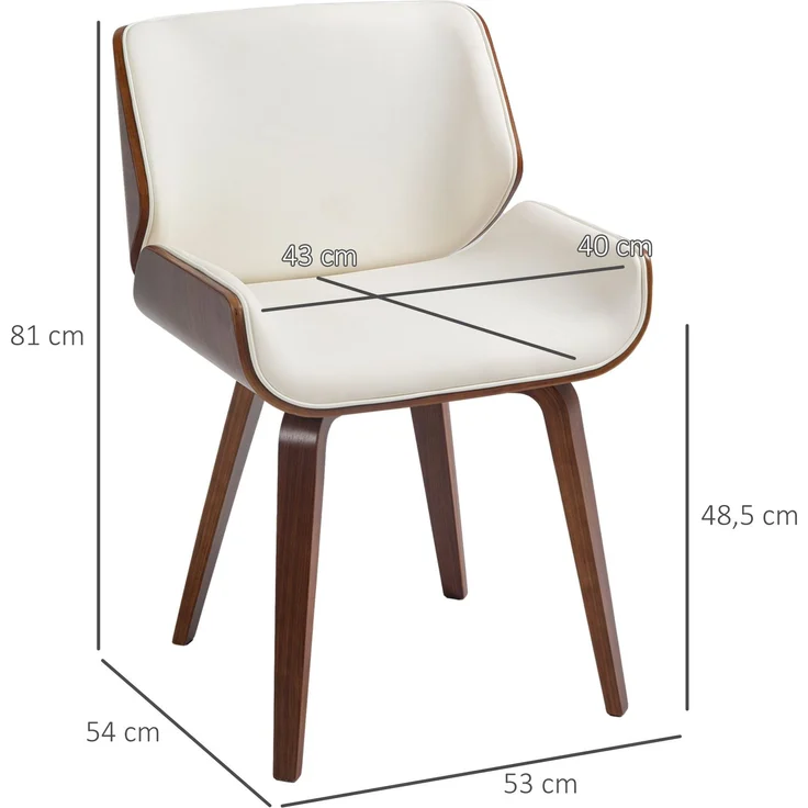2er-Set Esszimmerstühle im Vintage-Stil mit Kunstlederbezug, 54 x 53 x 81 cm, weiß-braun – Bild 5