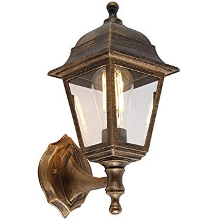 Qazqa Außen-Wandleuchte Capital, ohne Leuchtmittel, E27, Gold/Messing, Klassisch / Antik, Kunststoff, 1-flammig – Bild 3