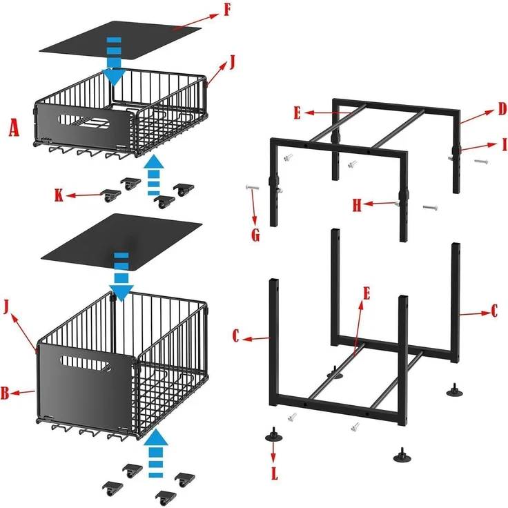 Unterschrank Organizer Metall Unterspüle 2 Etagen Weiß Modell-A – Bild 5