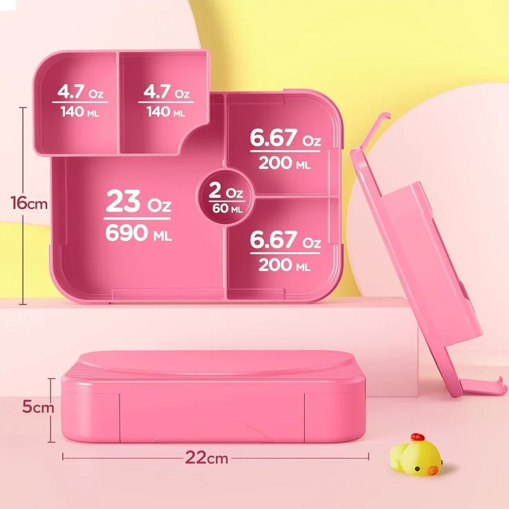 Brotdose Kinder Fächer Auslaufsicher Lunchbox Schule Rosa – Bild 6