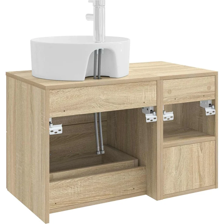 vidaXL Badezimmerschrank-Set 2 stk. Sonoma-Eiche 79,5 x 44,5 x 76 cm 3403906 – Bild 6