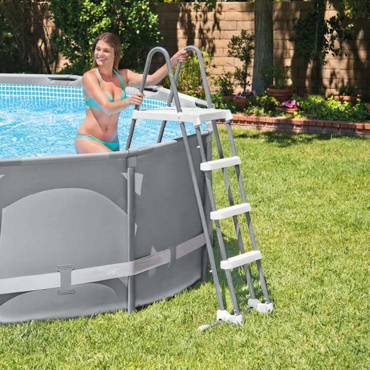 Intex Poolleiter, 3 Stufen, für Pools mit 91 - 107 cm Höhe, Stahl/Kunststoff Grau – Bild 4