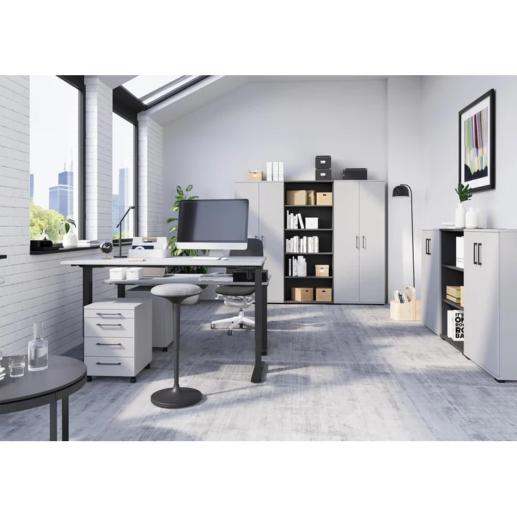 Germania Aktenschrank 4250-69 GW-Profi, in Lichtgrau, mit Metallgriffen, 80 x 200 x 40 cm (BxHxT) – Bild 6