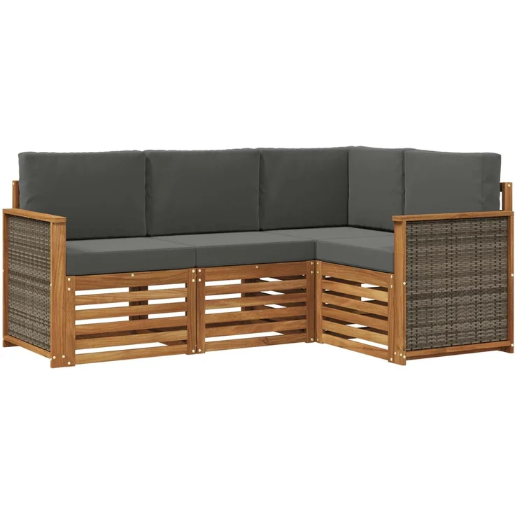 vidaXL Outdoor-Sofagarnitur 4 stk. 4-Sitzer Natur und Anthrazit 3384288 – Bild 2
