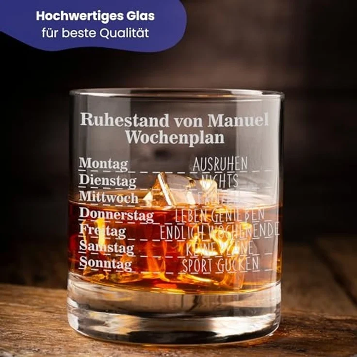 Lasernauten Whiskyglas Glas mit Gravur zur Rente Ruhestand Whiskyglas Geschenk Pensionierung, mit Gravur – Bild 2