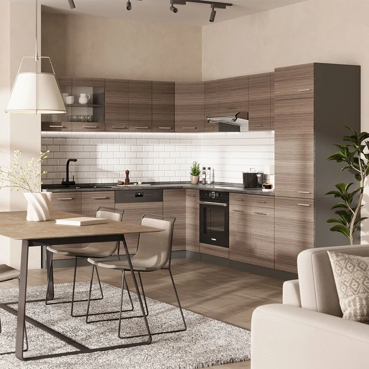 Eck-Küchenschrank für Dachschrägen R-Line Edelgrau 75.6 cm mit 1 Tür Vicco – Bild 3