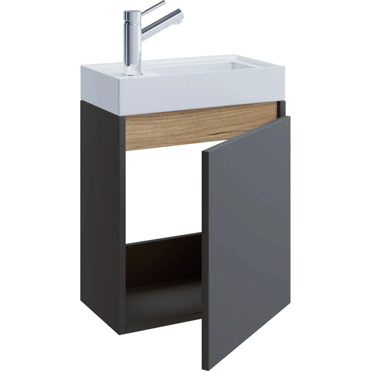 VCM Badmöbel Waschtisch Cosila 921949 Anthrazit / Honig-Eiche H. 55 x B. 41 x T. 22 cm – Bild 2