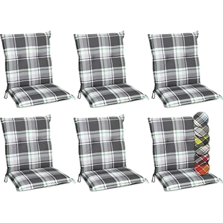 6er Set Beautissu Niedriglehner Auflage Sunny 100 x 50 x 6 cm Mintgrün – Bild 2