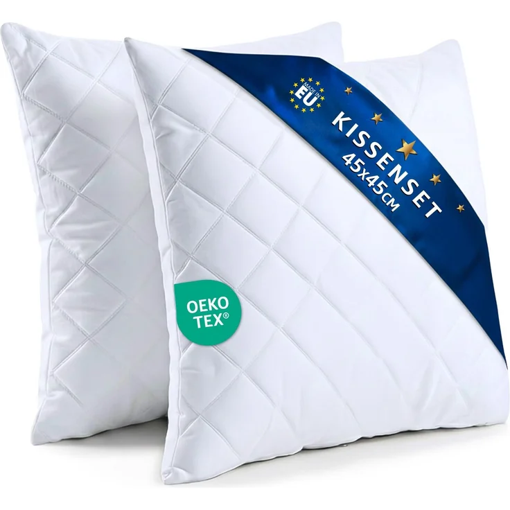 Amazinggirl Kopfkissen 45x45 cm - Kissen Allergiker Schlafkissen Polster Pillow Made in EU und Pillows for Sleeping 45x45 Bett Kissens für Schlafen Oeko-Tex Weiß - 2 Stück