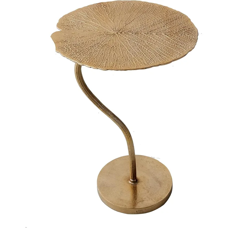 riess-ambiente Beistelltisch LEAF 42cm gold, Schlafzimmer · Metall · Blatt-Design · Handarbeit · Wohnzimmer