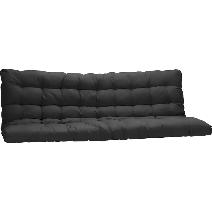 Vente-unique - MODULO Futon Stoff Schwarz - B 135 cm x H 10 cm x L 190 cm