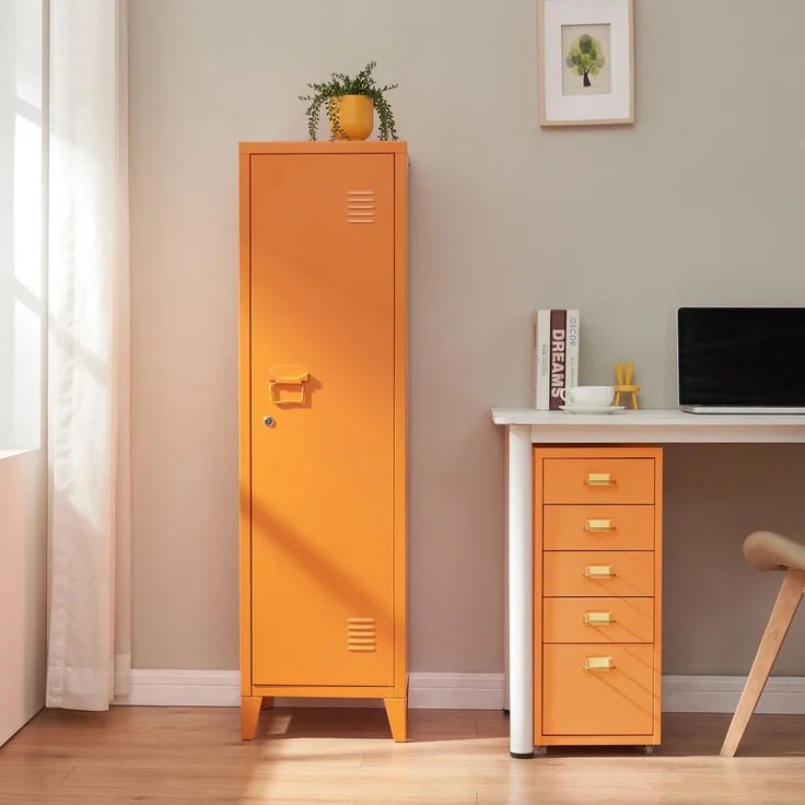 Einzelspind Kurikka 137x38x38 cm Orange [en. casa] – Bild 2