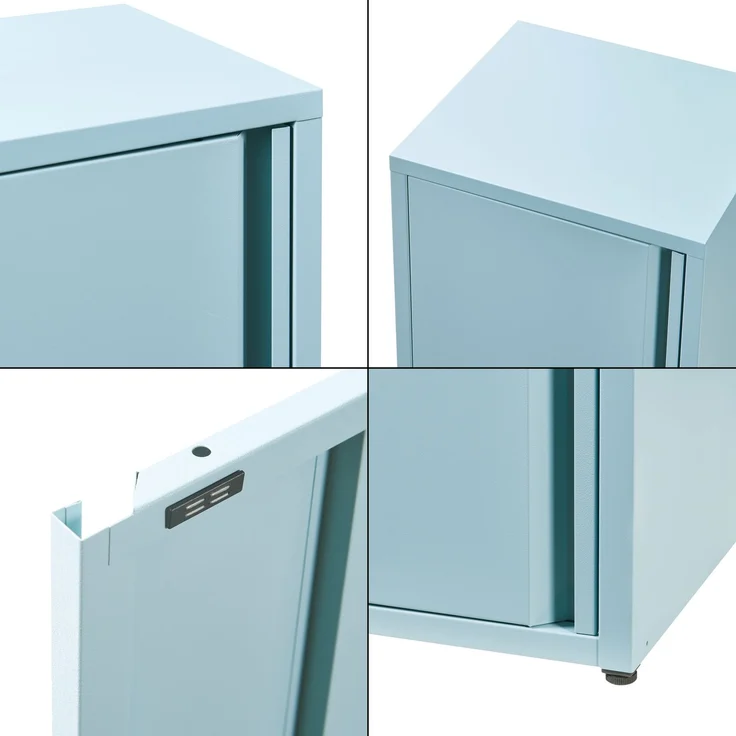 [en. casa] 'Burlöv' Metallschrank, Stahl, 88 x 40 x 35 cm, Graublau – Bild 6