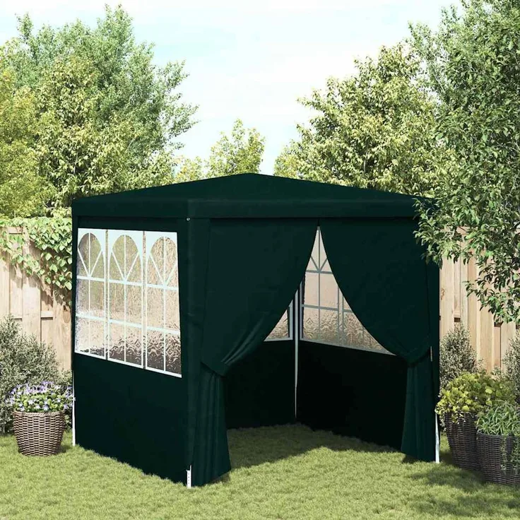 Profi-Partyzelt, Gartenzelt mit Seitenwänden 2,5x2,5m Grün 90 g/m²