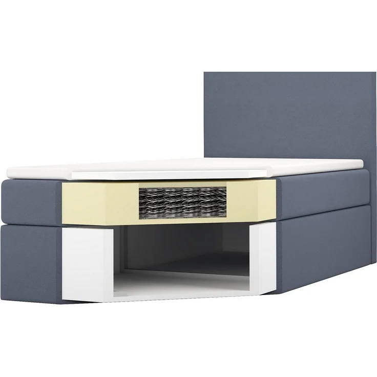 A&J MöbelLand GmbH Boxspringbett Einzelbett NASI mit Bettkasten, Topper und gepolstertem Kopfteil. (Boxspringbett mit Bettkasten und gepolstertem Kopfteil. Gratis Topper – nur jetzt erhältlich!, Kostenlose Lieferung! TOP ANGEBOT), Länge 208 cm Höhe 106 cm – Bild 2