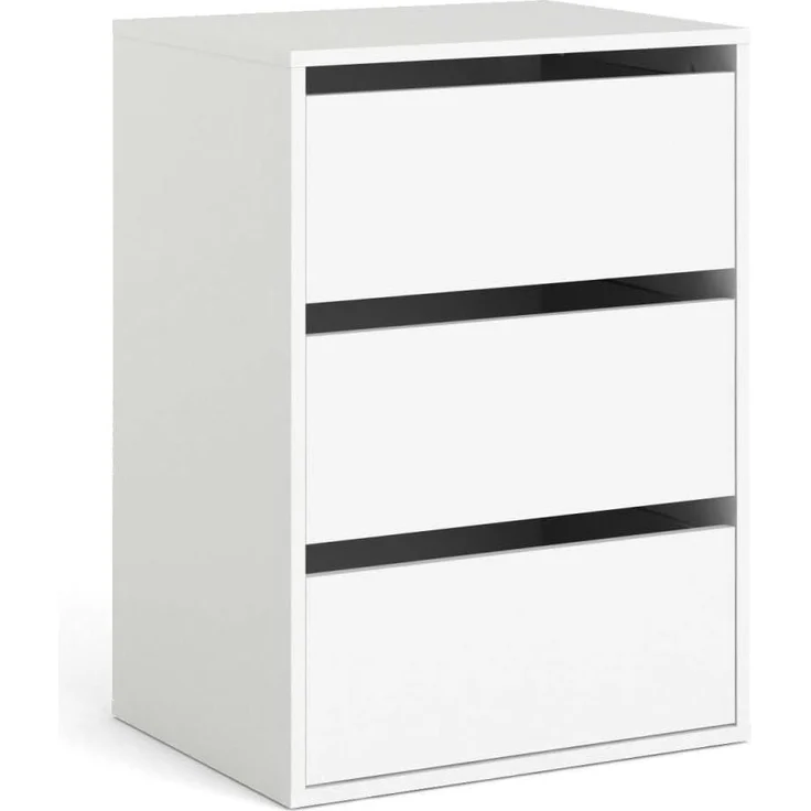 Dmora - Nachttisch Jeanne, Niedrige Kommode, Tisch, Multifunktionaler Nachttisch, 51x40 h70 cm, Wei? – Bild 3