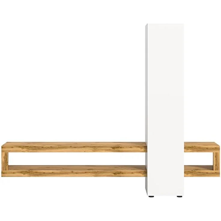 Xonox Wohnwand, Weiß, Holzwerkstoff, 240x190x35 cm, mit Push-to-Open-Funktion und offenen Fächern, ideal für modernes Wohnen – Bild 3