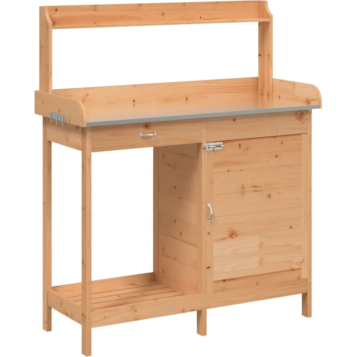 vidaXL Pflanztisch mit Schrank Braun 110,5x45x124,5cm Massivholz Tanne 156344 – Bild 2