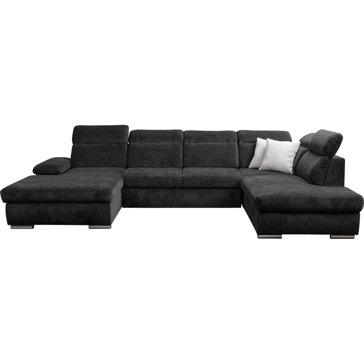 WERK2 Wohnlandschaft Cordoba inkl. Bett & Bettkasten, Kopfteilverstellung, zeitlos, bequem, Struktur weich, U-Form, XXL, Schlaffunktion, Bettkasten – Bild 2